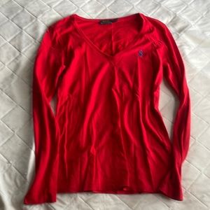 Red polo long sleeve tee